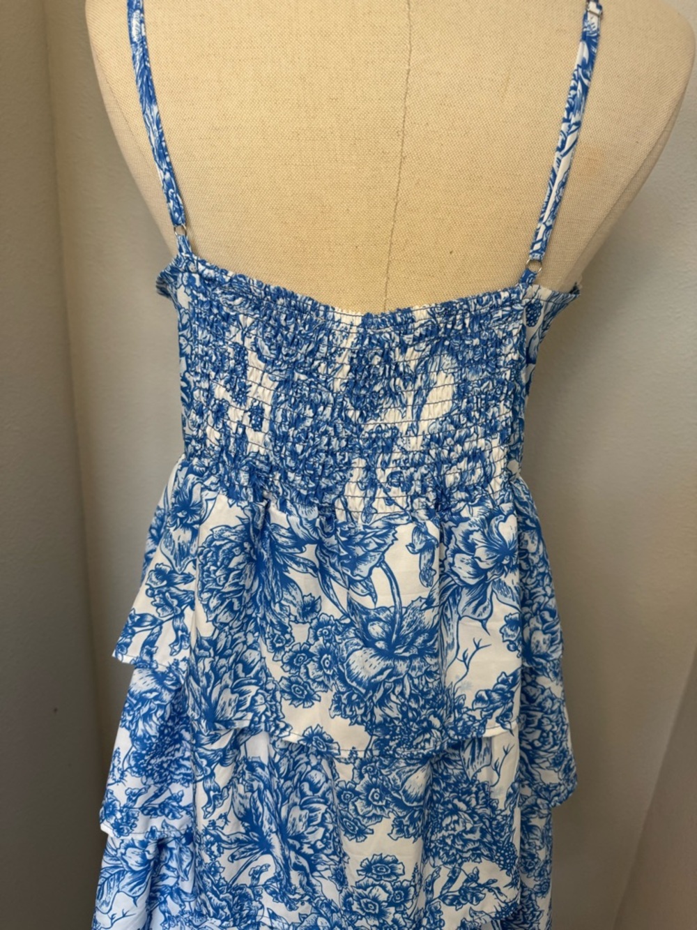 Simply Southern Blue & White Floral Tiered Mini Dress - Picture 5 of 10